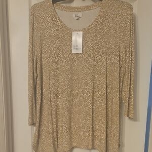 Kim Rogers Beige and White Patterned Blouse